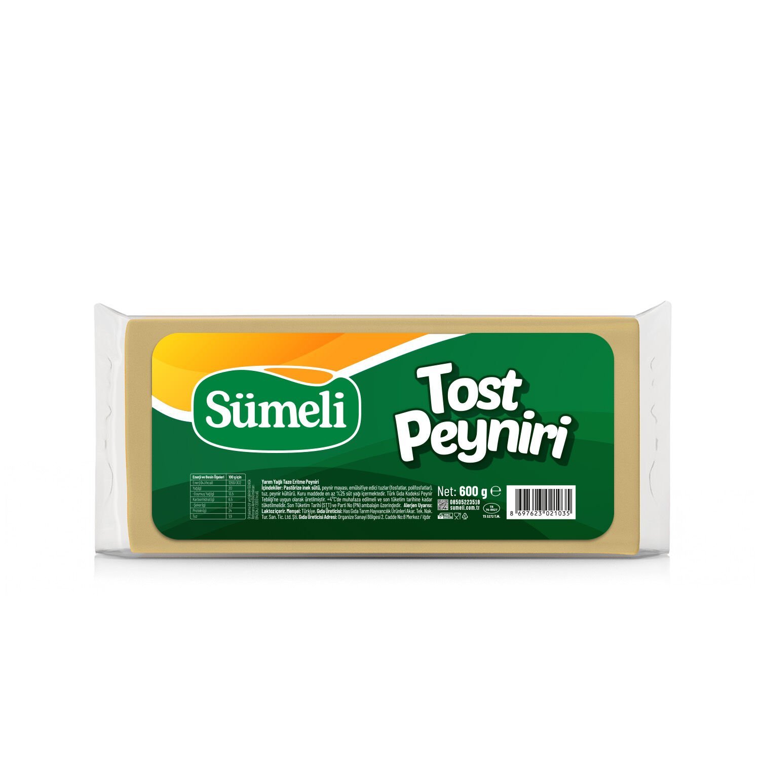 Sümeli Yarım Yağlı Tost Peyniri 600g
